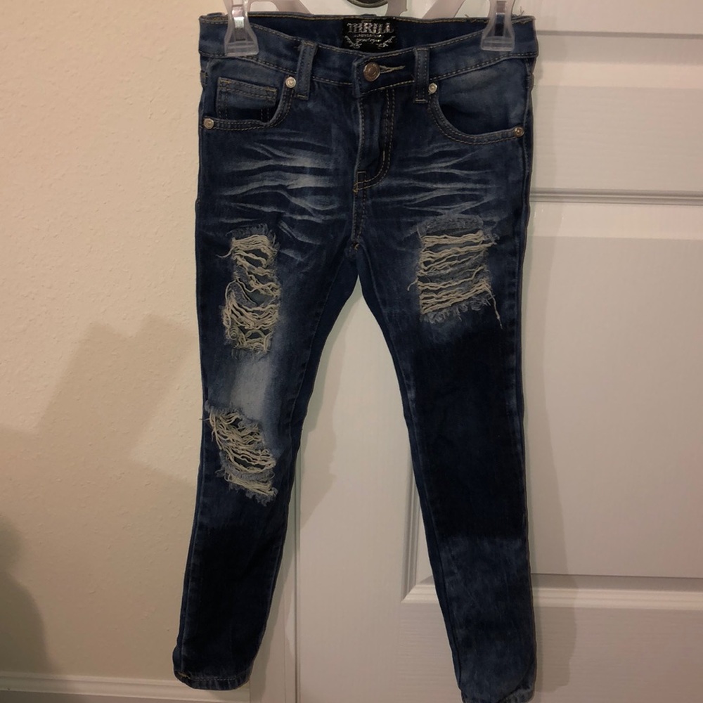 Girls destressed jeans
